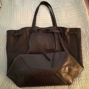 Celine Cabas Phantom Medium Black Grained Leather